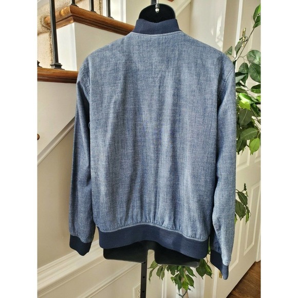Old Navy Men's Solid Blue 100% Cotton Full Zip Long Sleeve Casual Jacket Size L - Picture 6 of 10